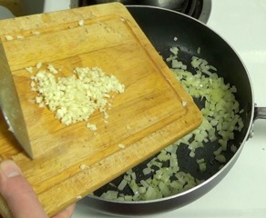 adding the minced garlic