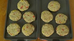 making the patties and arranging on a baking sheet
