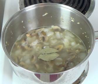 Add water, tamari sauce and bay leaves