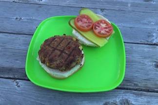 Illustrated recipe for a vegan burger