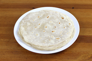 the finished stack of tortillas