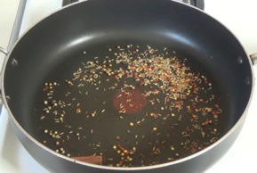 spices in a skillet