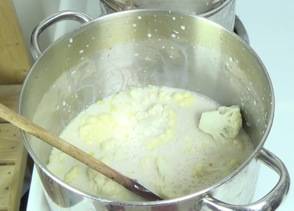 soy milk added to pot