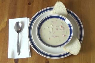 chowder served with bread