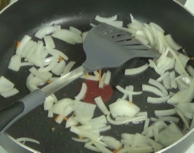 stir frying the onions