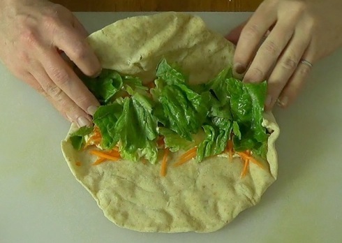 tucking in the ends of the wrap