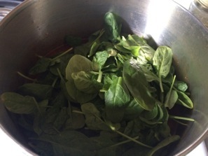 adding the baby spinach