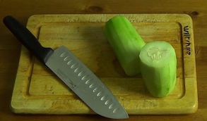 peeled cucumber in 4 inch sections