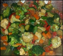 the finished stir-fry with sauce thickened