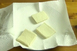 three slices of tofu
