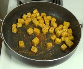 frying tofu with spices