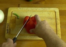 cutting off a section of the pepper