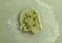 green onion filling on the dough