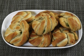 finished buns on a serving dish
