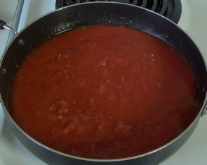 tomato mixture in frying pan